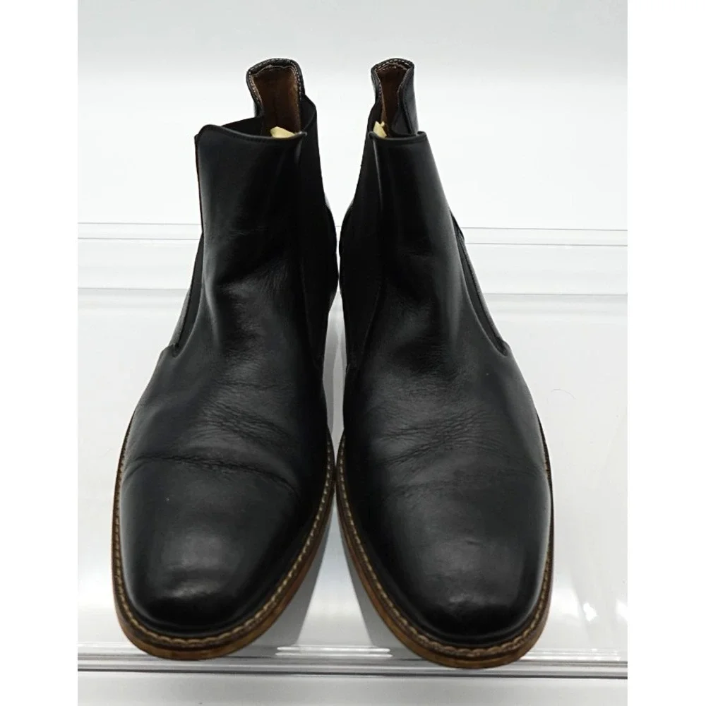 Stacy Adams Men's Maury Black Burnished Leather Cap Toe Chelsea Boot Size US 13